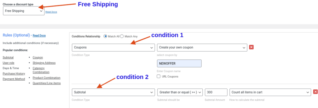 creating Free Shipping Coupon