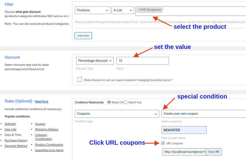 creating URL Coupon