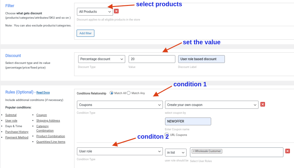 creating User role-specific coupon