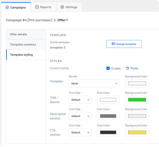 Customize upsell page