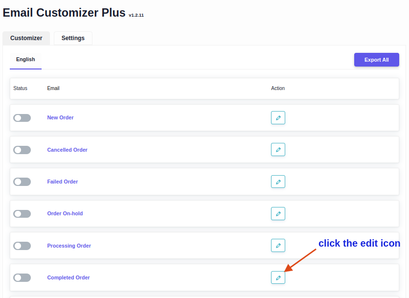 default email customizer plus page