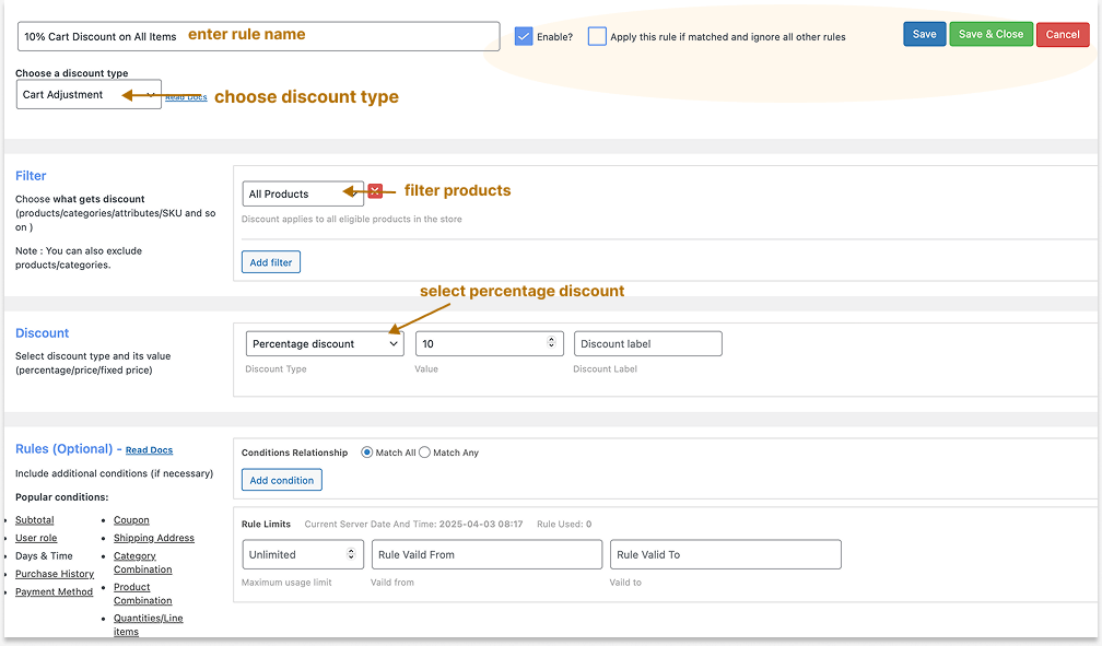 Creating a 10 percent cart discount on WooCommerce