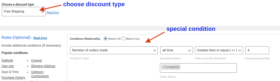Purchase History based WooCommerce Free Shipping
