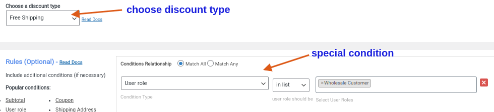 User role based free shipping
