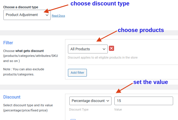 applying discounts to all products