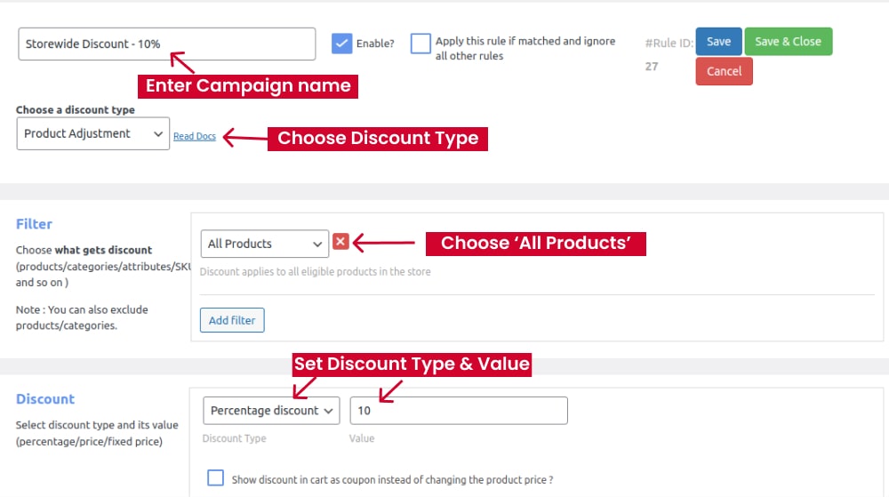 Creating the discount offer for all products
