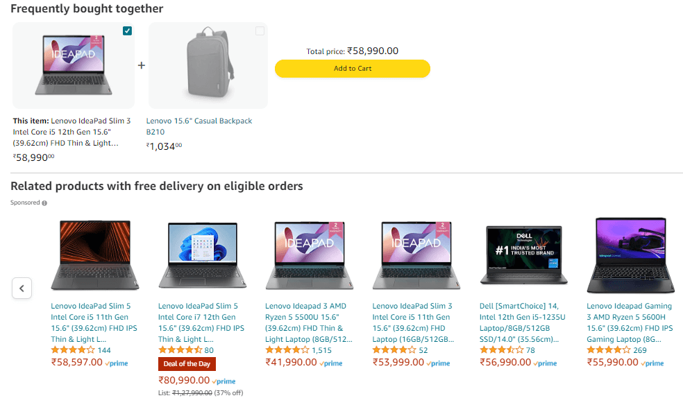 Cross-selling Example with Amazon Product Page
