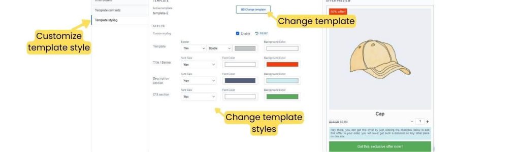 Customize template style