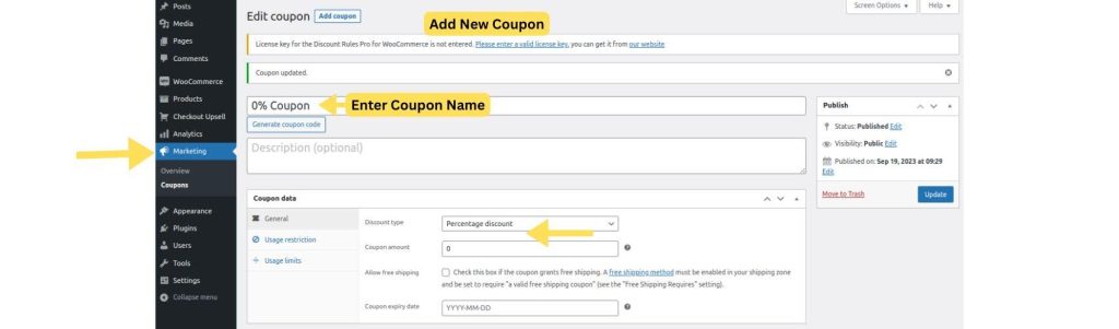 Default WooCommerce Coupon