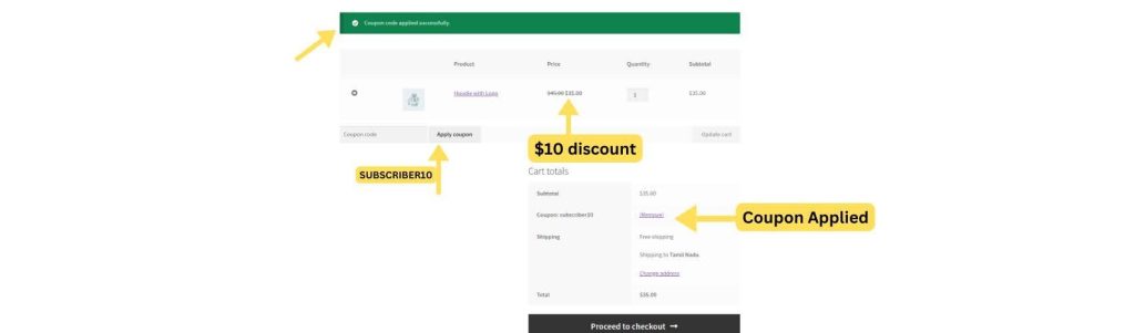Final Result of WooCommerce Coupon for Subscriber