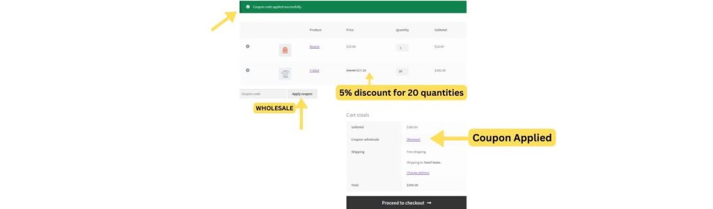 Final Result of WooCommerce Coupon for Wholesale Dealer