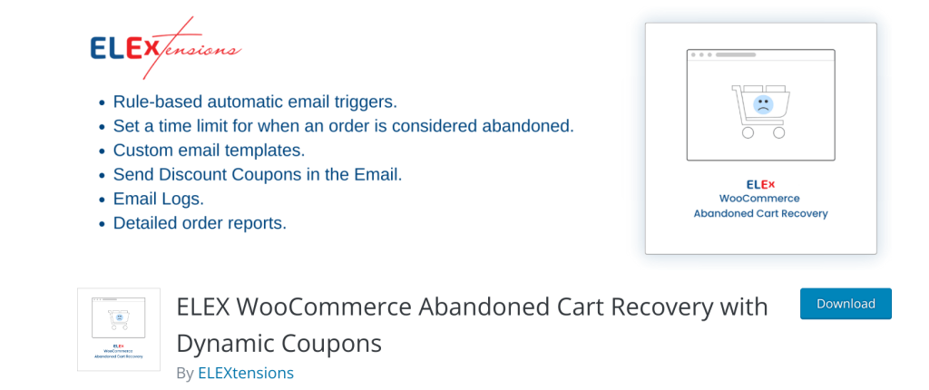 ELEX WooCommerce abandoned cart recovery plugin
