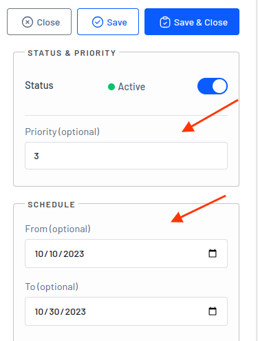 Setting priority of campaign and scheduling it
