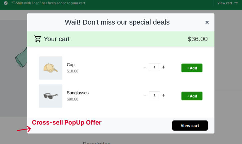 Showing Cross-sell PopUp Offer