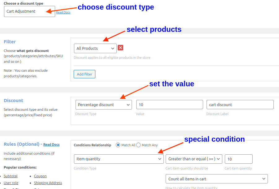 Creating a percentage discount based on cart item quantity