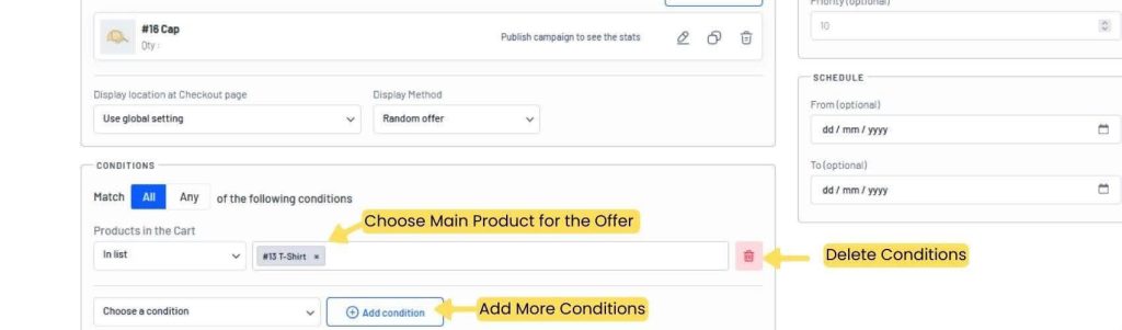 Customizing Offer Conditions