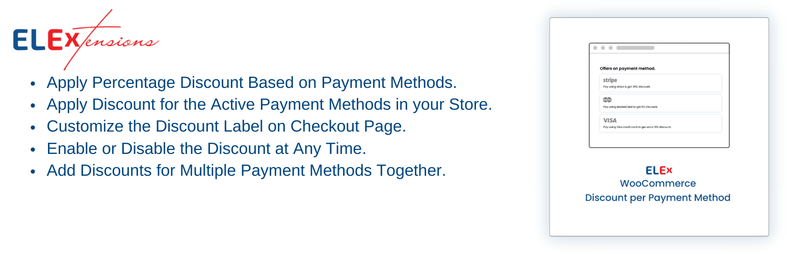 ELEX WooCommerce Discount Per Payment Method Plugin