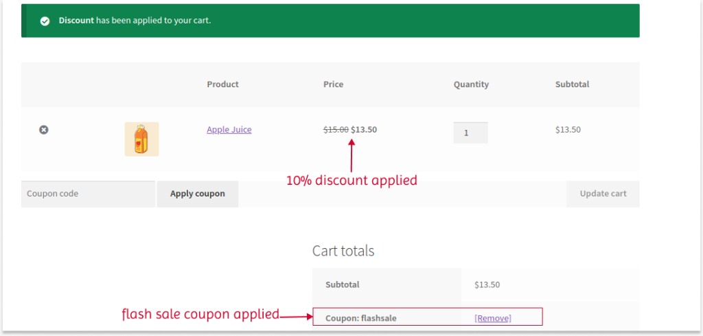 Live demo of flash sale coupon in WooCommerce
