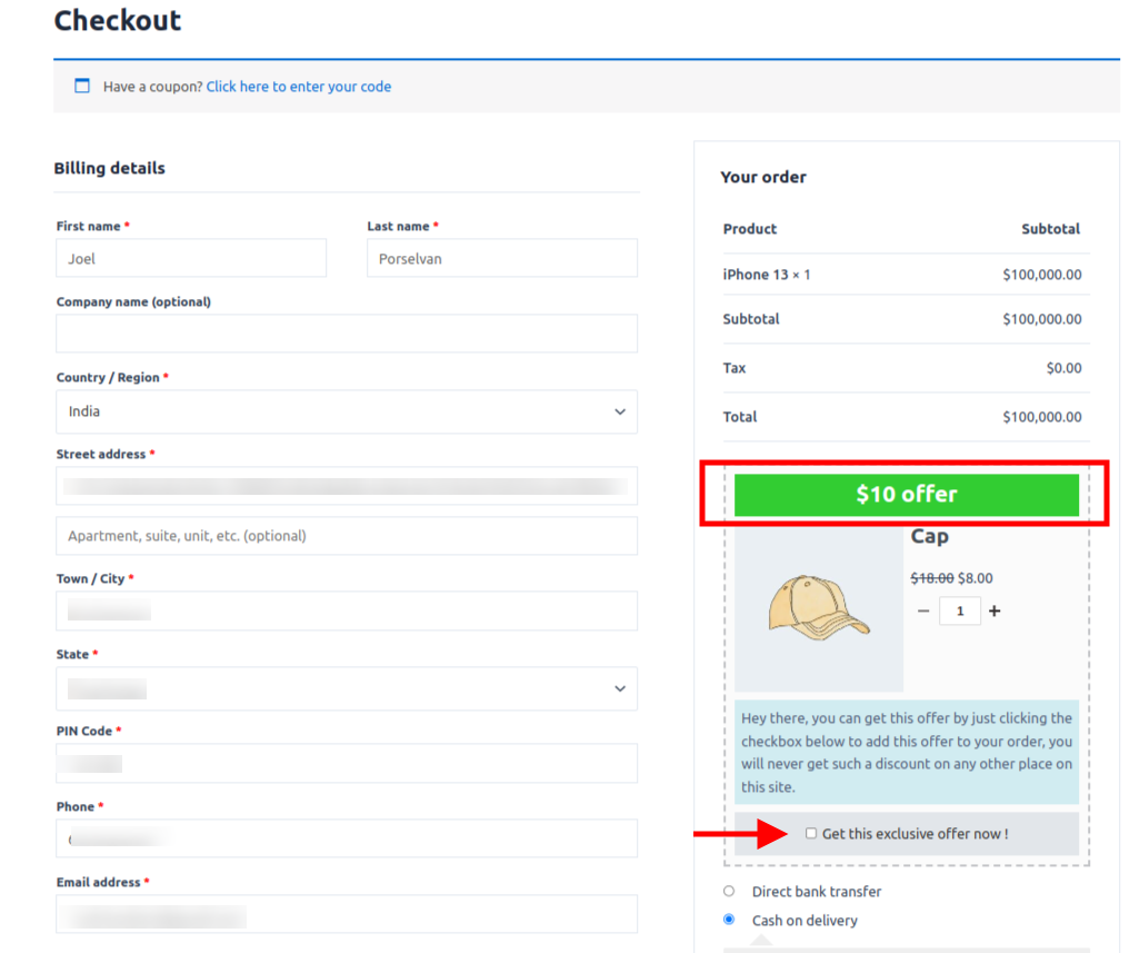 Usage limit per customer