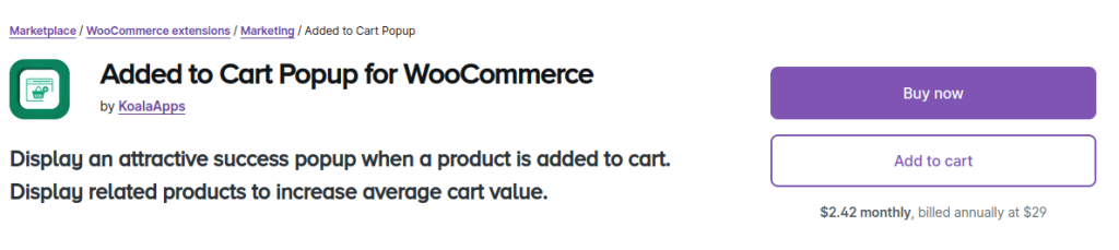 Added to Cart Popup by KoalaApps