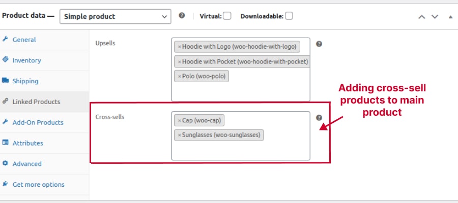 Adding cross-sell products to the main product