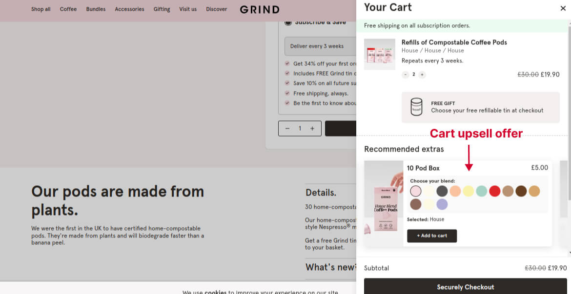 Cart Upsell Offer by Grind