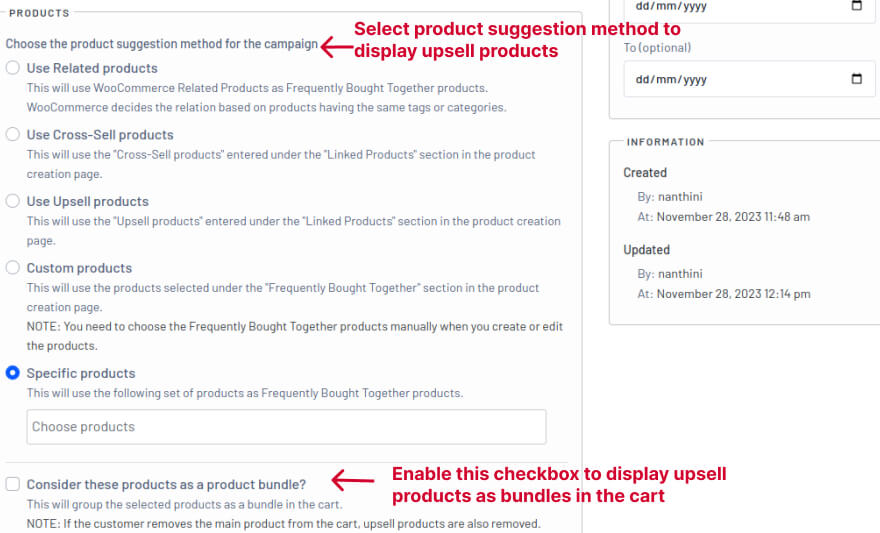 Choosing the upsell suggestion method