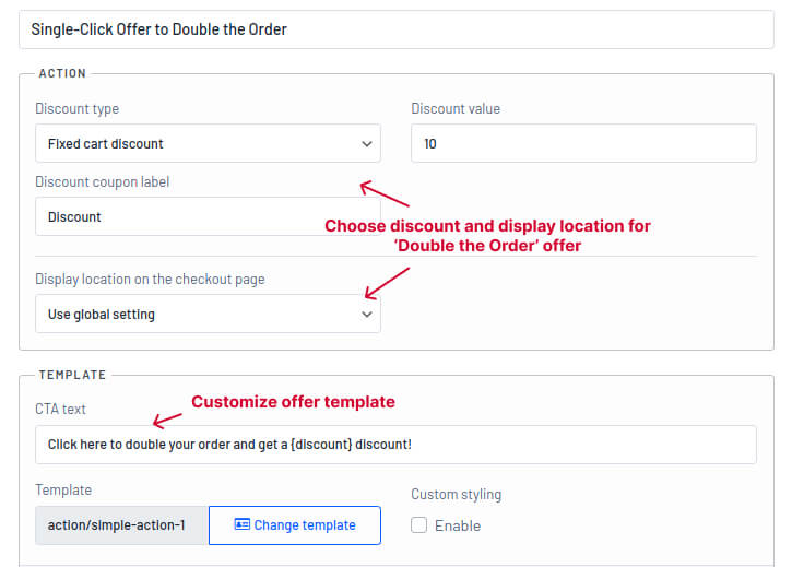 Creating double the order offer