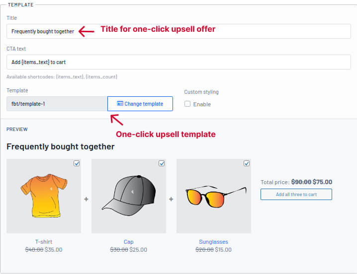 Customizing upsell offers