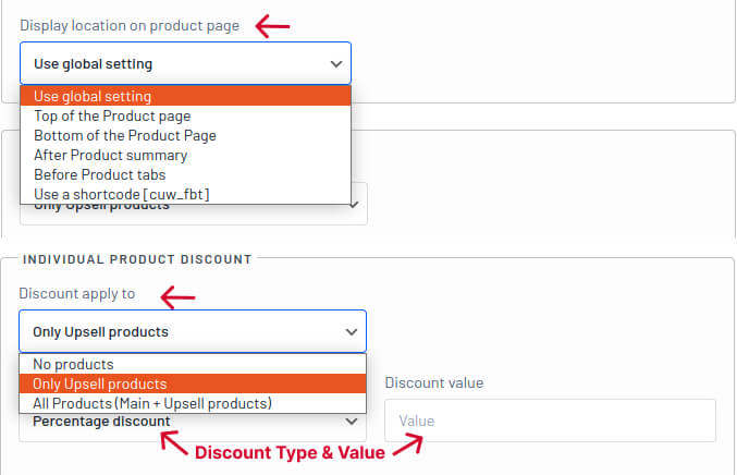 Setting discounts for single-click upsells