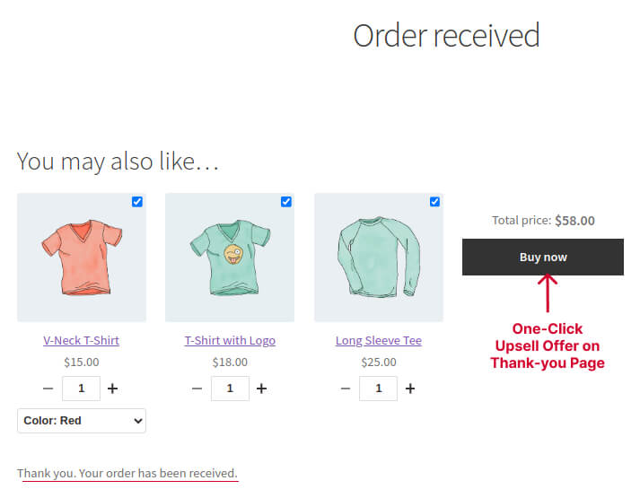 Suggesting products on thank you pages.