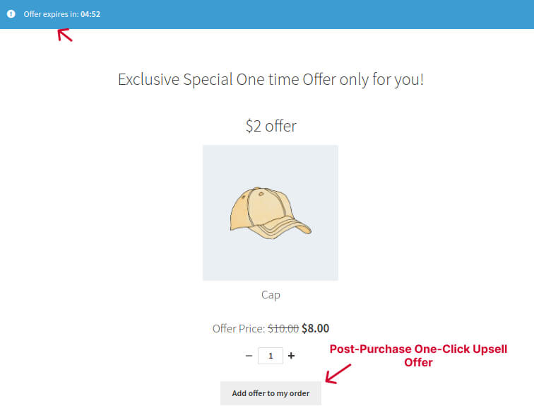 Showing upsells with countdown timer