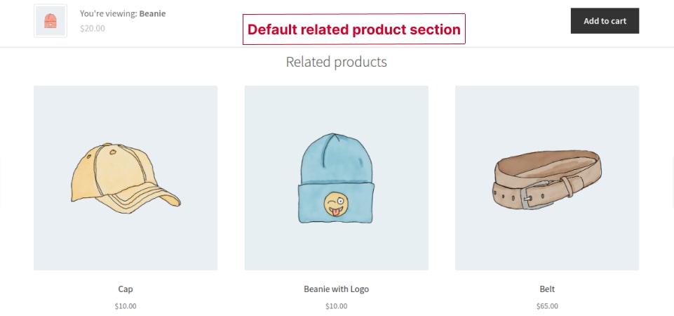 Showing default related products by WooCommerce
