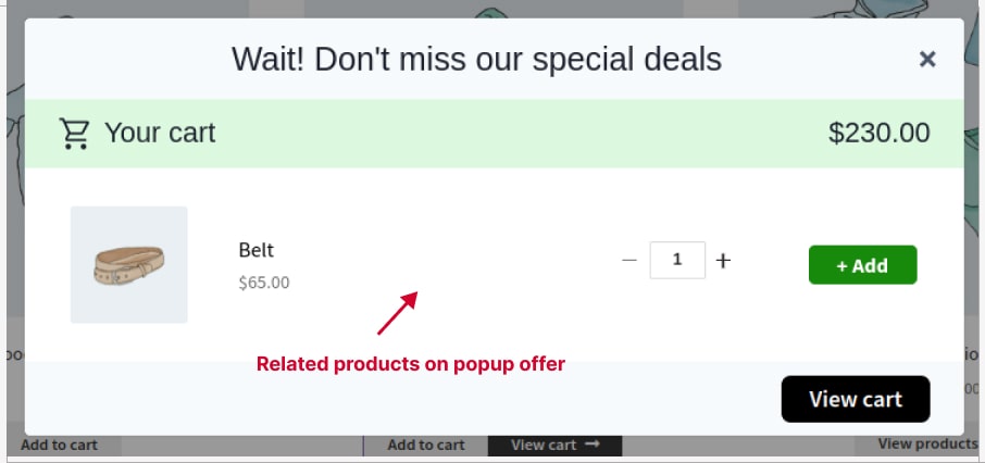 Example of a popup offer