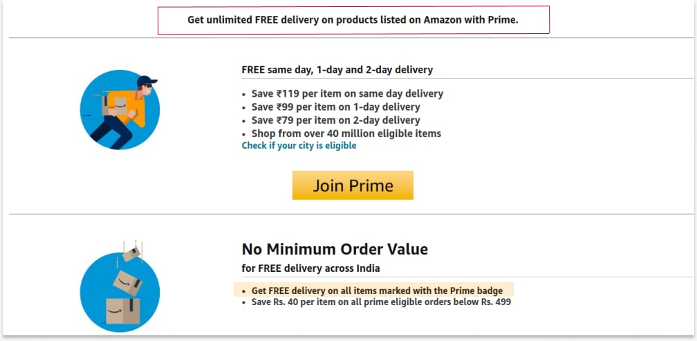 Free Delivery Deal by Amazon Prime