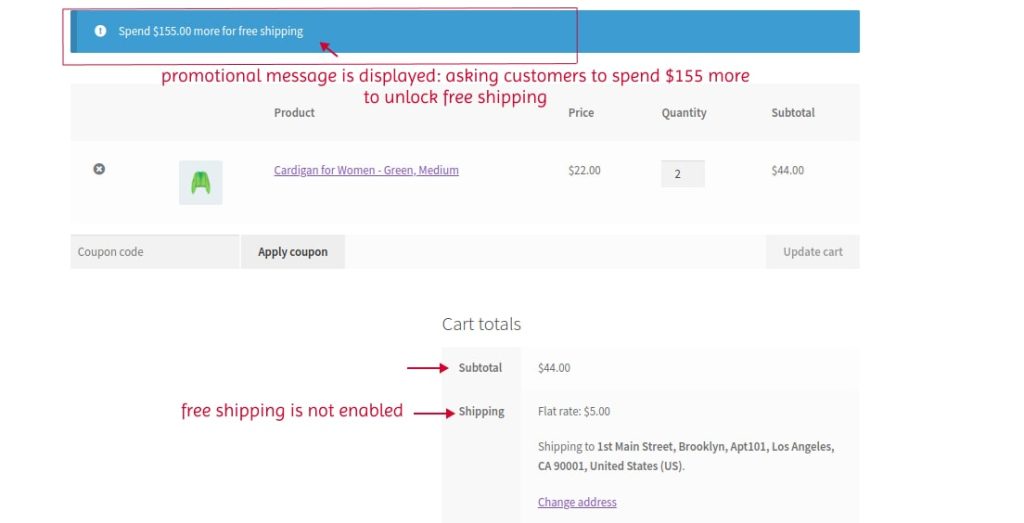 Scenario 3: Displaying Promotional Message for cart total using the plugin
