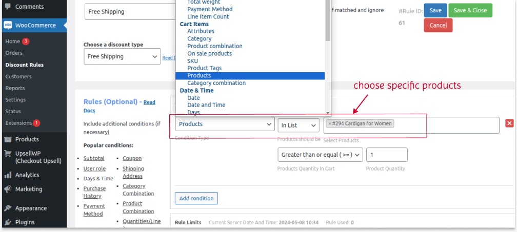 Scenario 4: Creating product-specific free shipping with the discount rules plugin