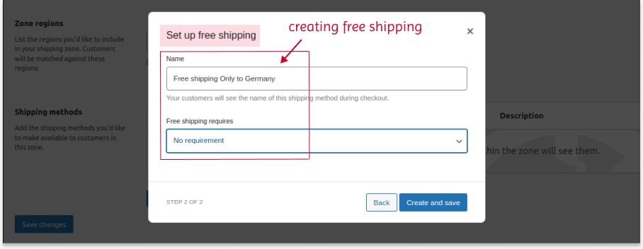 Setting free shipping in Default Settings