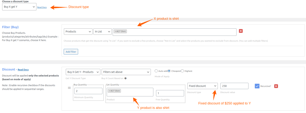 Setup Buy X, Get Y for a Fixed Discount