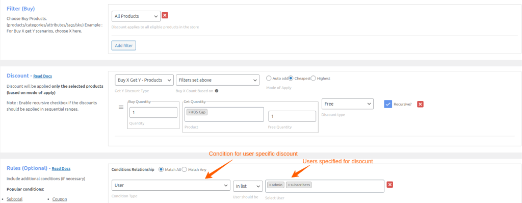 User Role-Specific Buy X Get Y