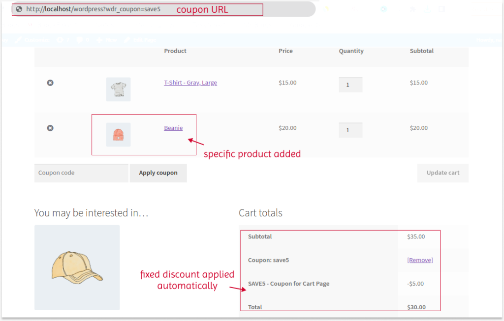 WooCommerce Auto Aplly Coupons to the Cart Page