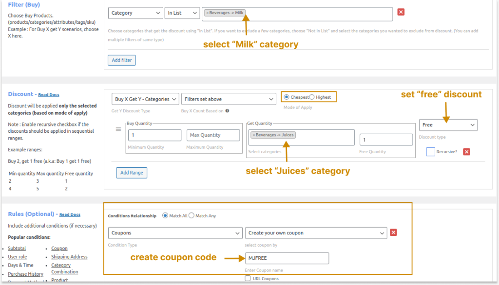 Creating WooCommerce BOGO Coupons Scenario Using Different Category