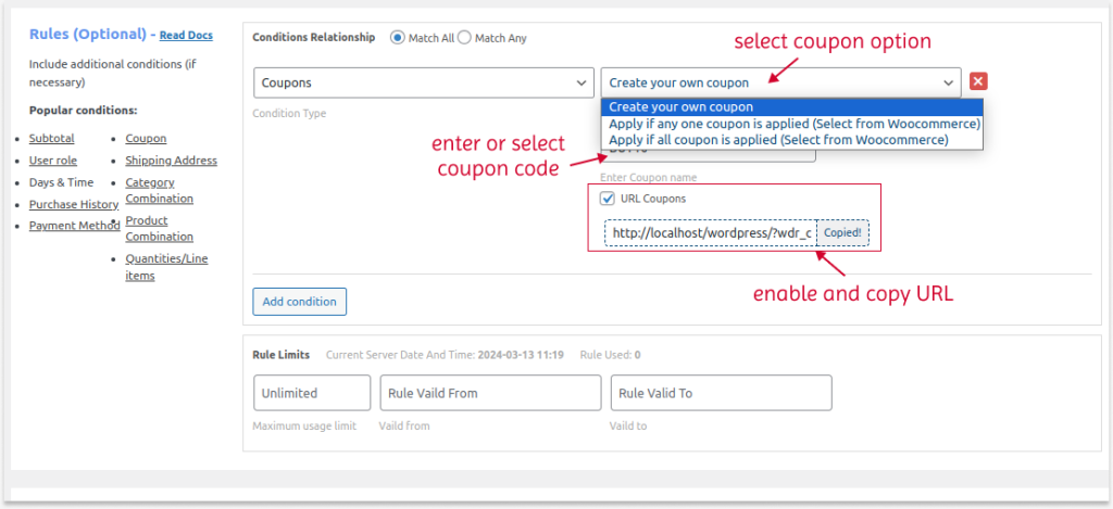 Enabling Coupon URL for Product Pages