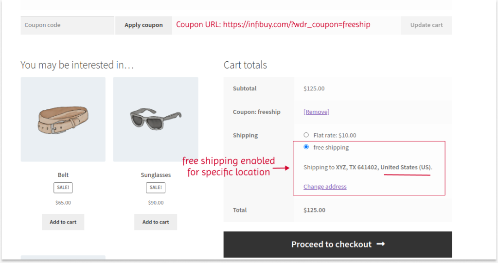 Free Shipping Applied Automatically Using Coupon