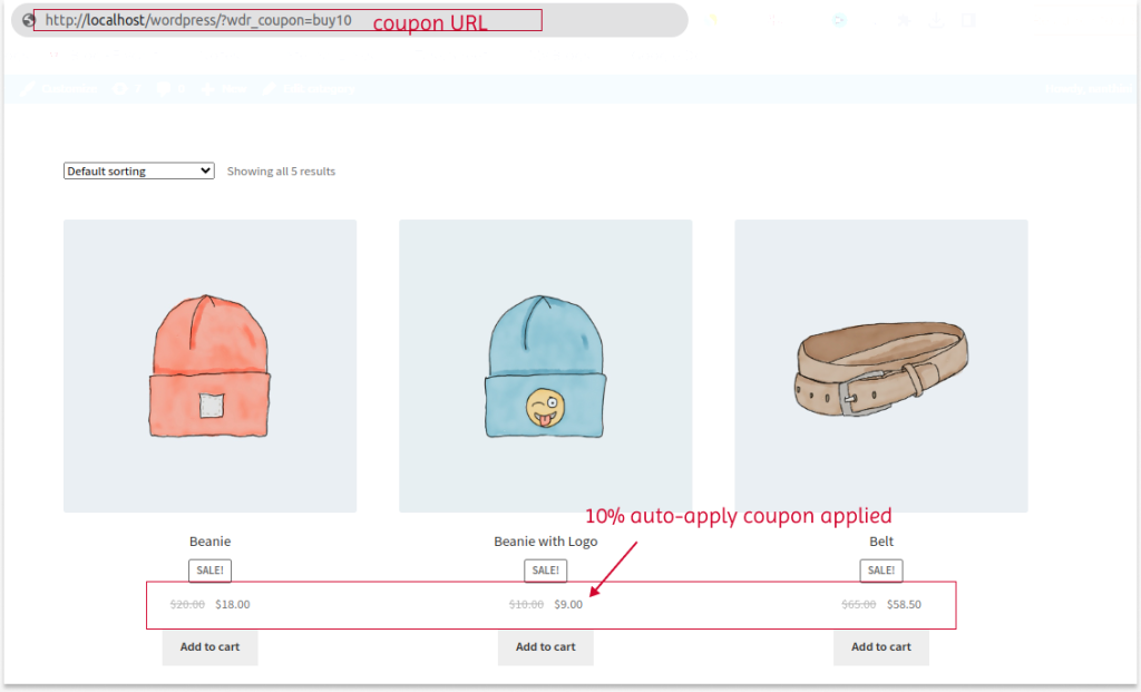 Percentage Coupon Discount Automatically Applied to Product Pages 