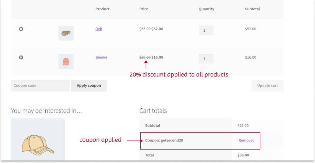 Applying discount to orders using coupon