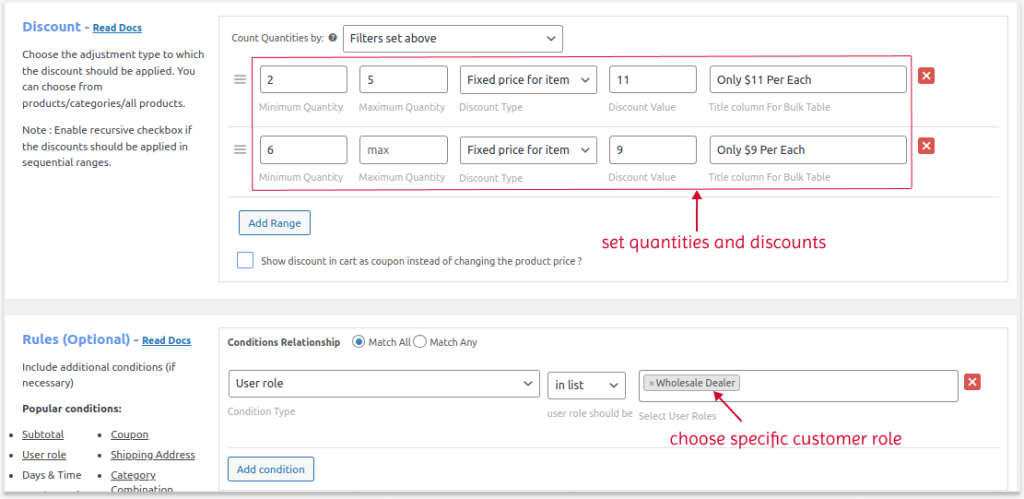 creating tiered pricing for a specific customer role