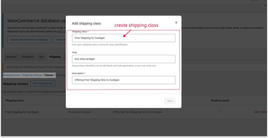 Creating a Shipping Class Using the Default Feature
