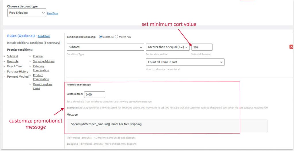  Creating zero shipping based on cart total using the plugin