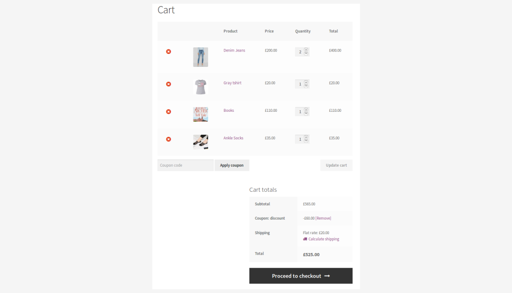 cart rule number of items storewide